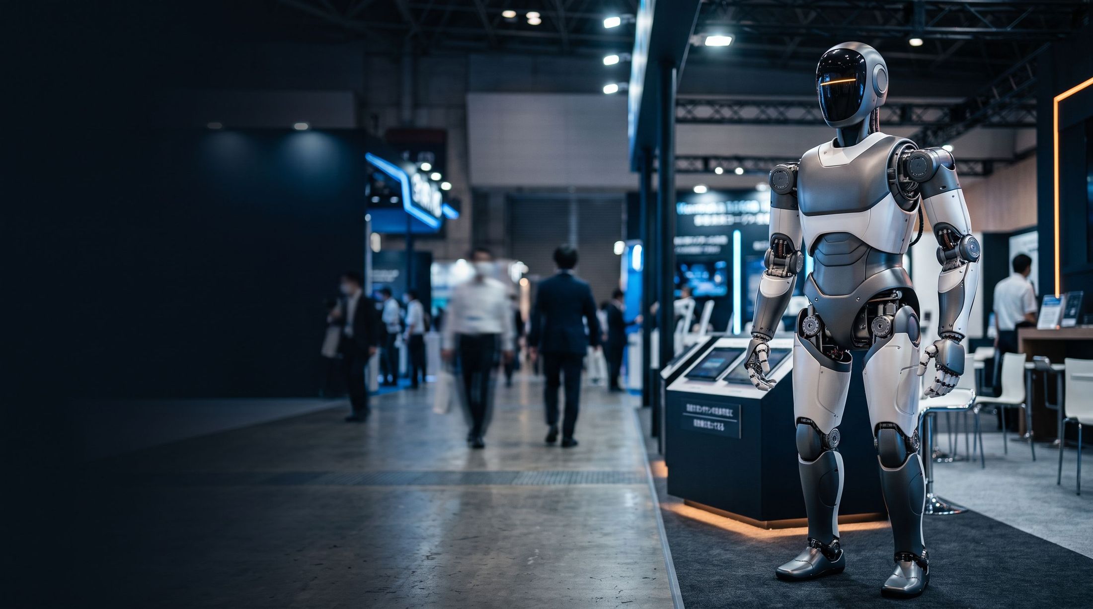 会場に立つヒューマノイドロボットのイメージ